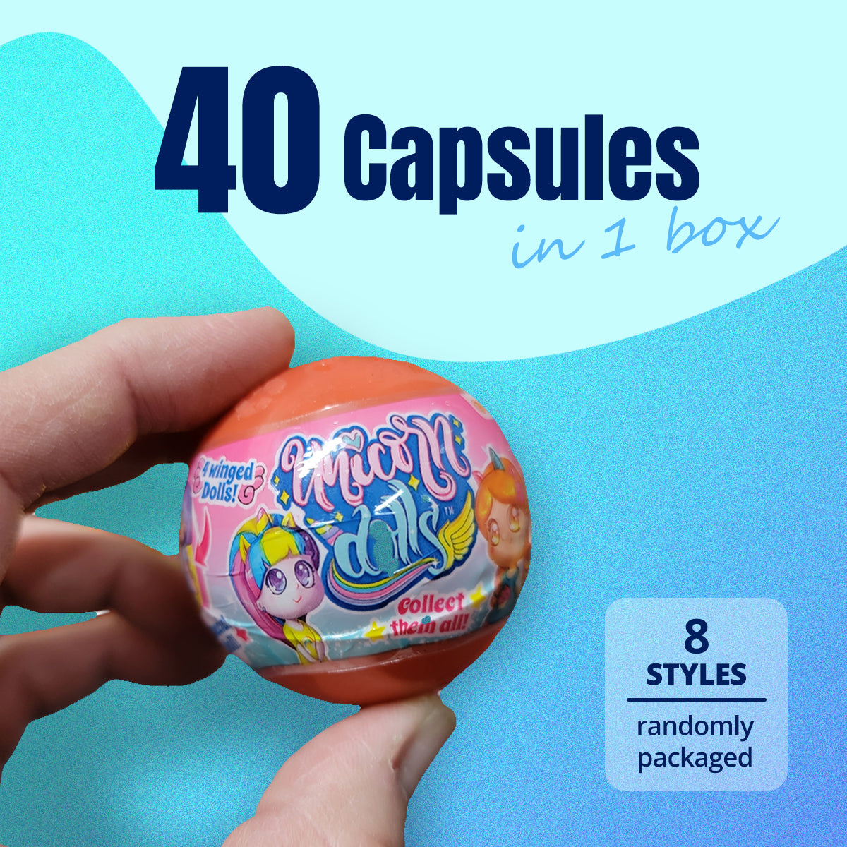40X Kenisy Unicorn Dolls Toy Capsules 50mm Collectible Gacha in Display Box 6