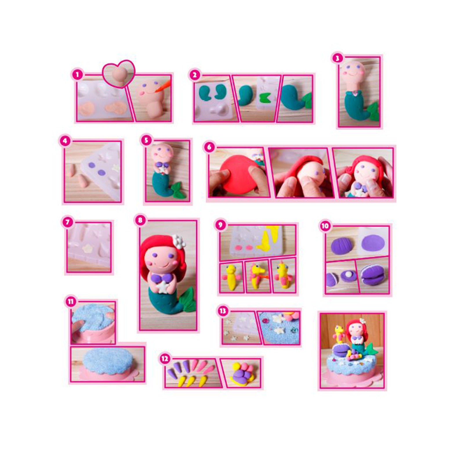 Colorato Mermaid Glow Set - Glow-in-the-Dark Super Clay DIY Craft Kit for Kids 4