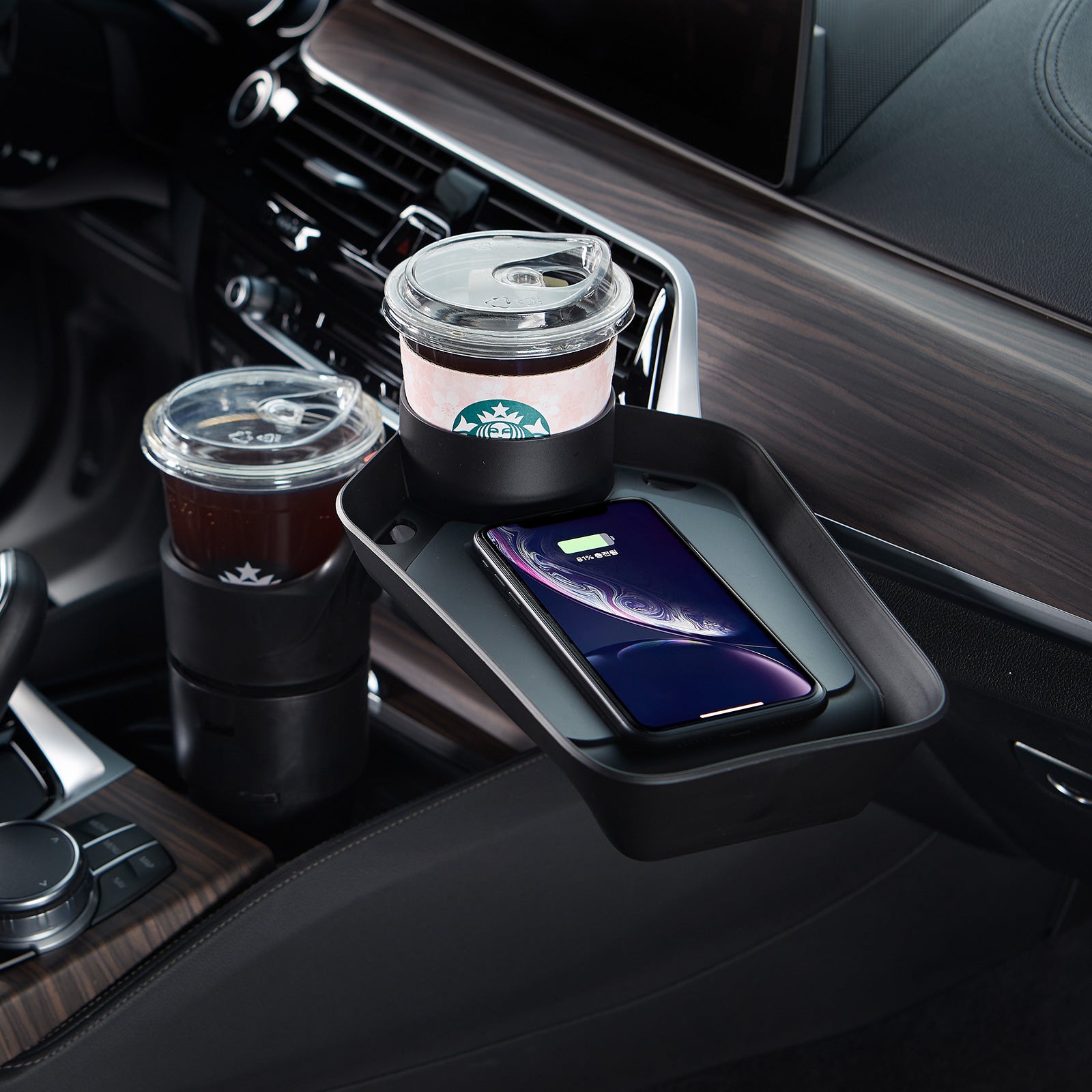 Kustom 10W Car Cup Holder Extension Fast Wireless Charger Tray 4