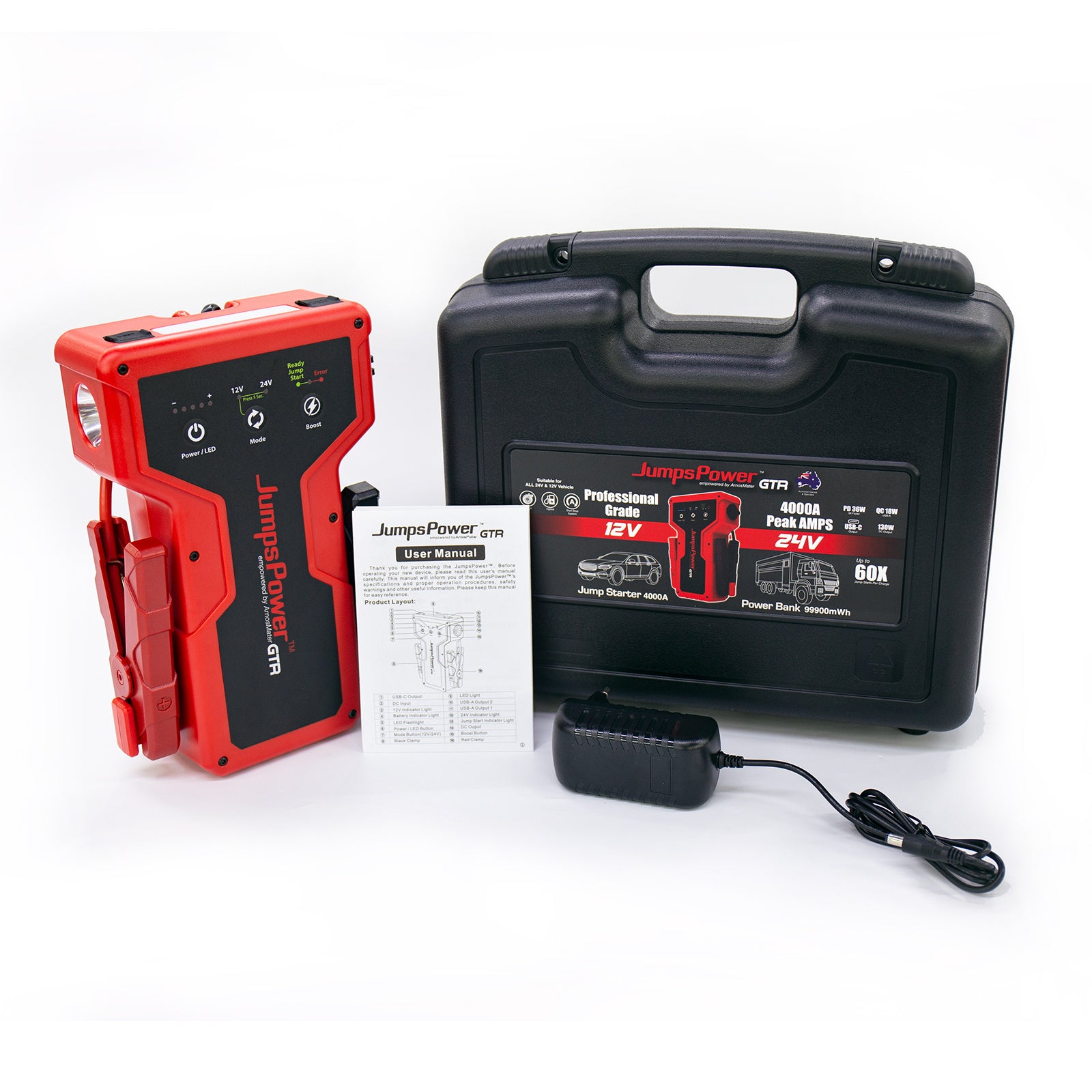 4000A Jump Starter 12V Powerbank 99900mWh 24V Pro Car Battery Charger LED GTR 6