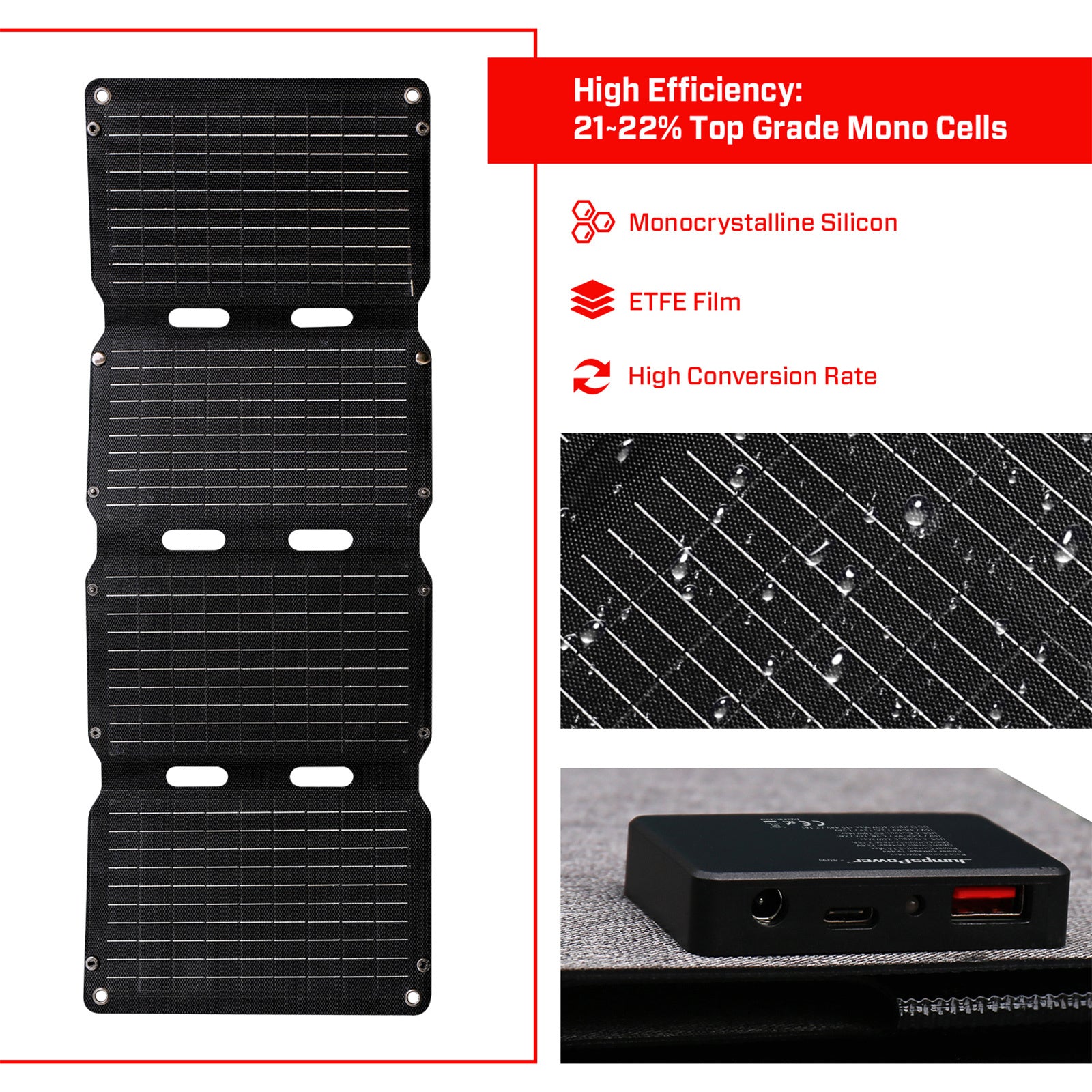 40W Solar Panel Portable Charger JumpsPower Power Generator Foldable 5