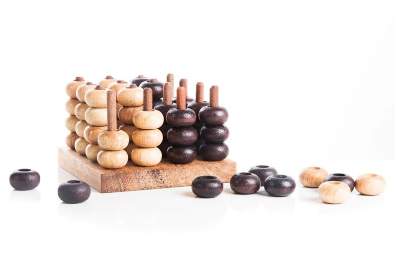 4 IN A ROW GAME Connect four board 3 dimensional handmade in beautiful wood 3