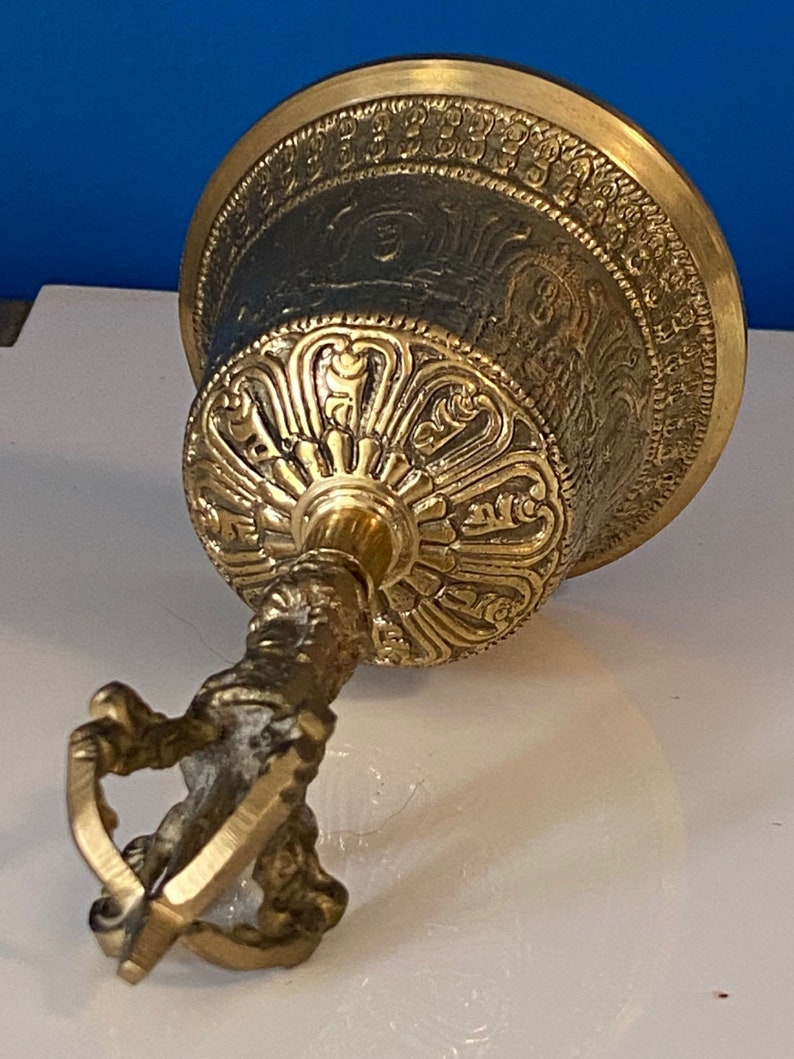 Brass Bell 6 inch Buddhist Nepal Tibetan Prayer Bell Meditation Stress Relief or Sound Therapy 4