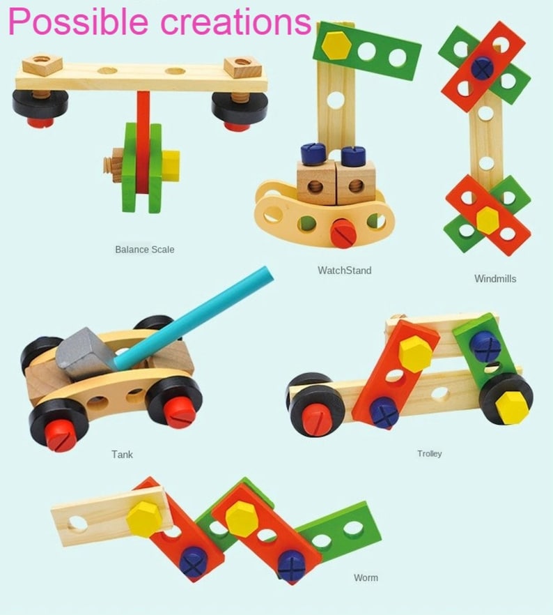 Children's pretend play build fix wood Toolbox Toy, Carpenter Traddie Set For toddlers and kids 5
