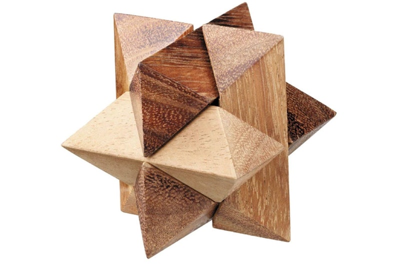 4 individual brainteaser wooden puzzles in a gift wooden box 4