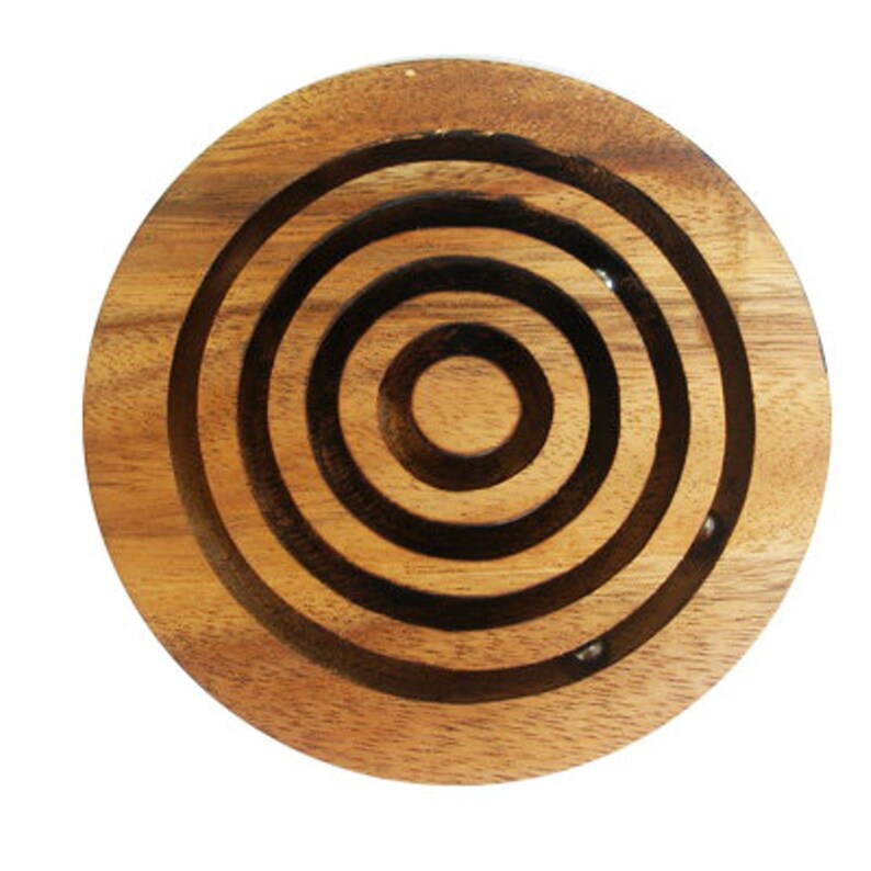 Marble run brain teaser puzzle, wood, handmade 3D puzzle-get all 3 marbles together 5