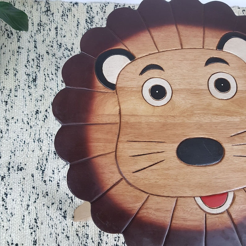 Hand Carved Children's Table Wooden LION Theme 4
