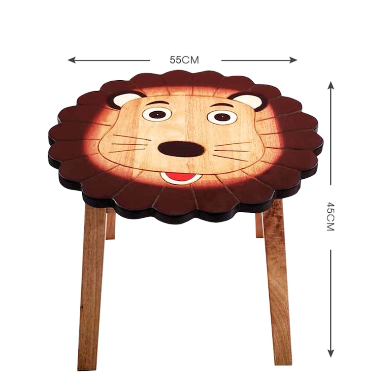 Hand Carved Children's Table Wooden LION Theme 3