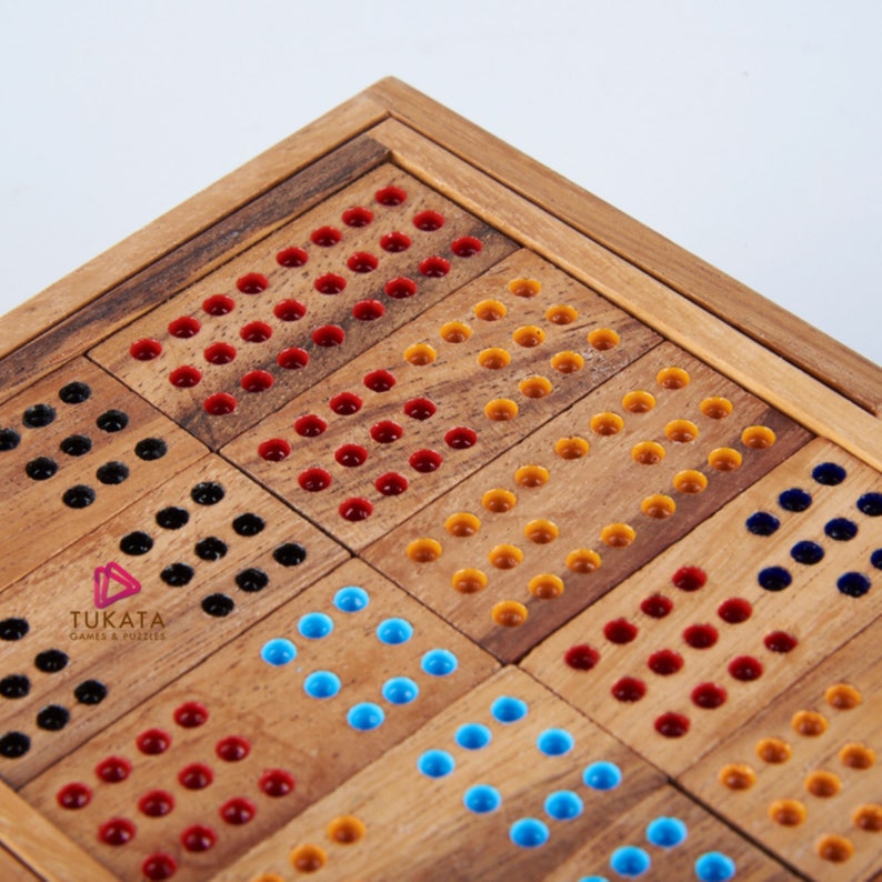 Wooden Domino Game Set Handmade Dominoes in Gift box 4