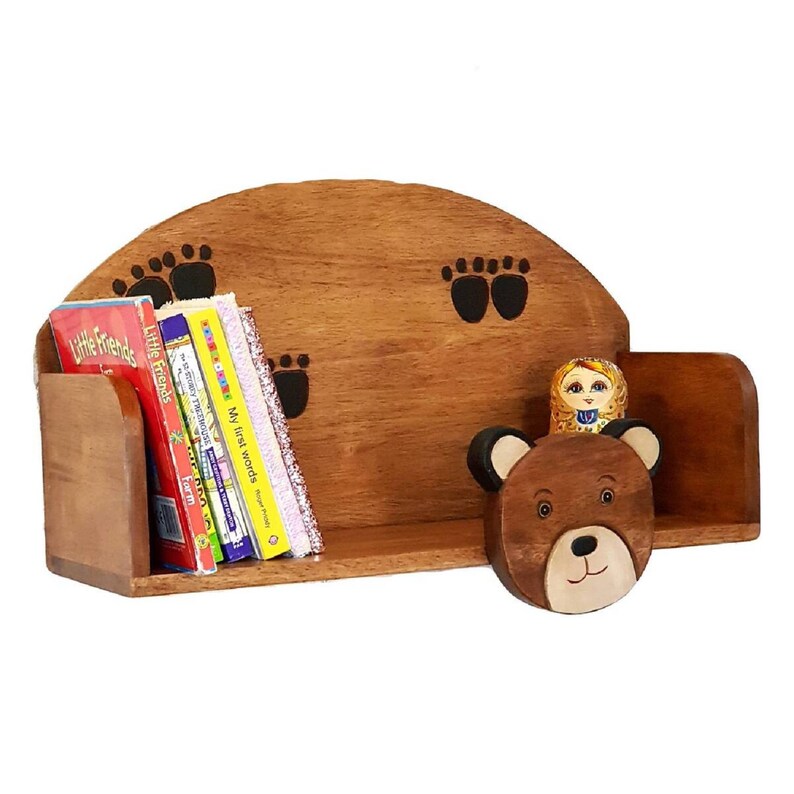 Wooden Wall Mounted Book Shelf Bear theme for children's room 5