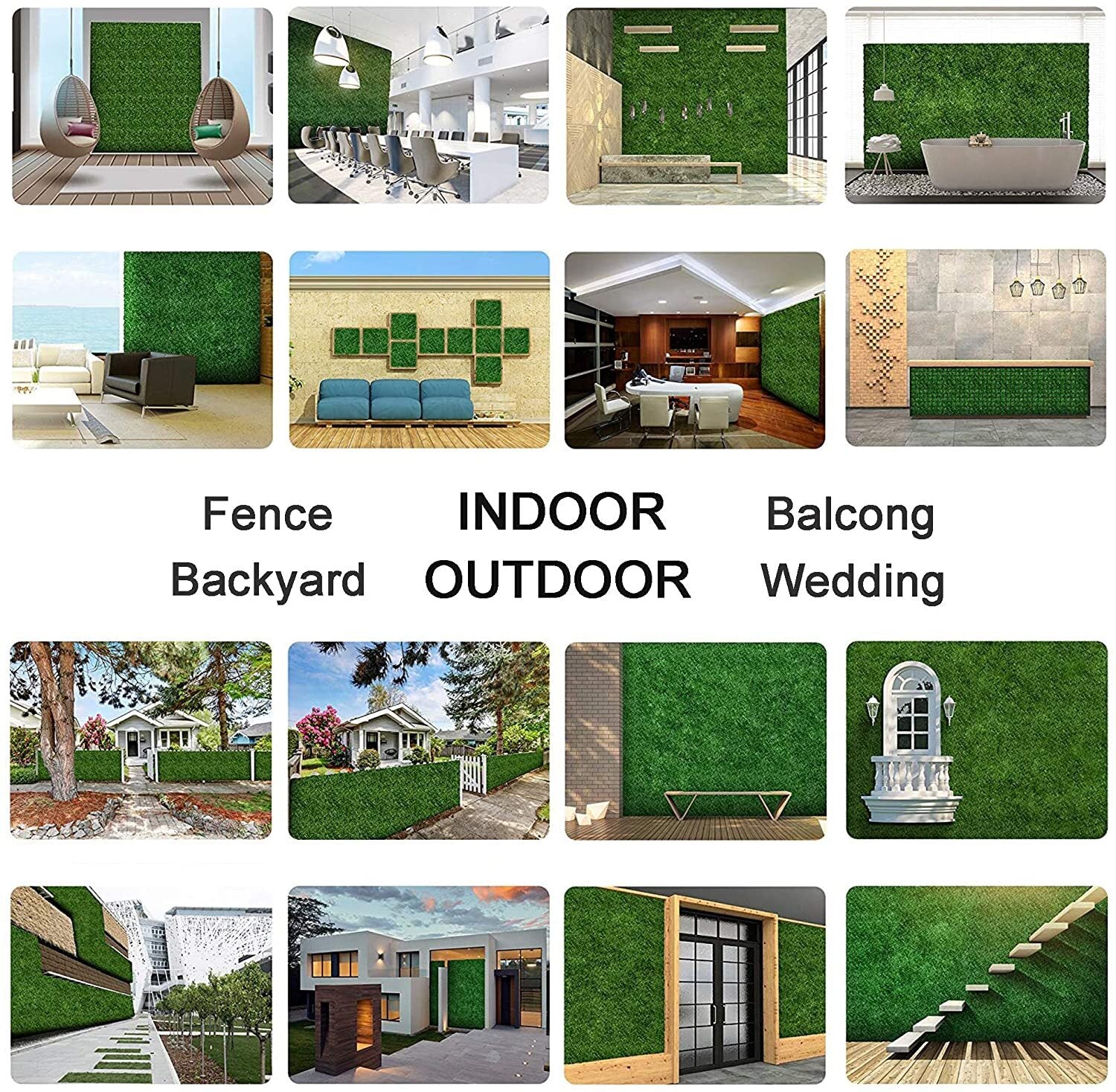 YES4HOMES 12 x Artificial Plant Wall Grass Panels Vertical Garden Tile Fence 50X50CM Green 6