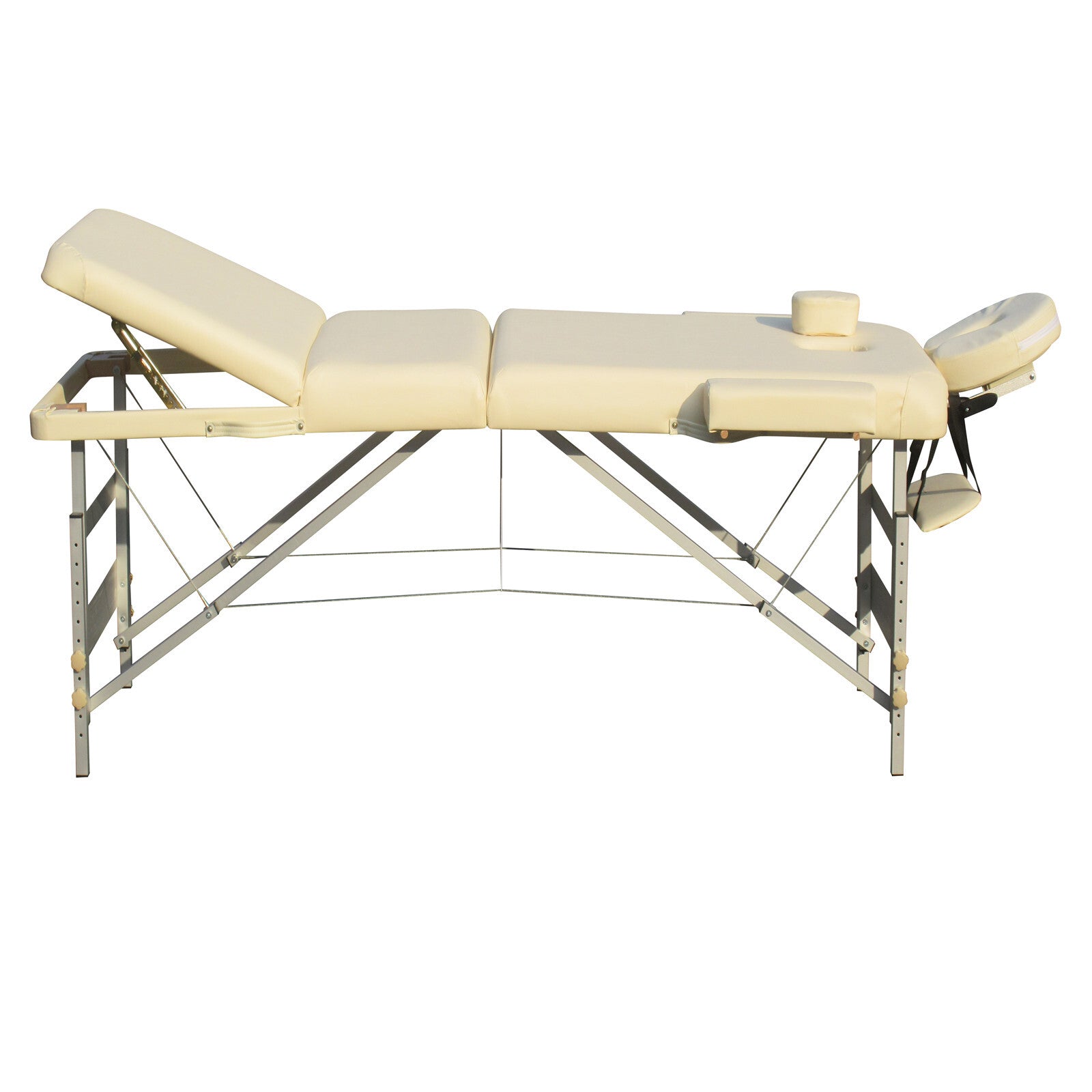 YES4HOMES 3 Fold 5 cm Thickness Foam Portable Aluminium Massage Table Massage Bed Beauty Therapy Beige 3