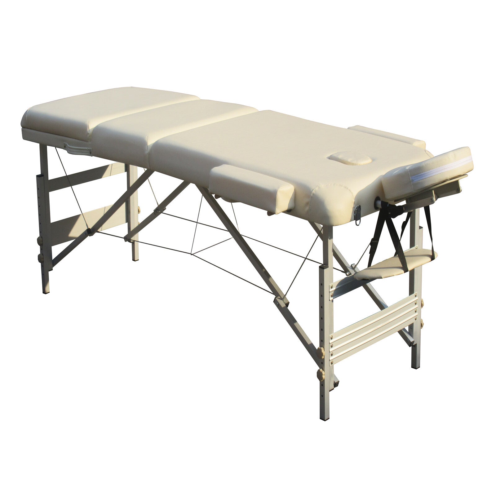 YES4HOMES 3 Fold 5 cm Thickness Foam Portable Aluminium Massage Table Massage Bed Beauty Therapy Beige 8