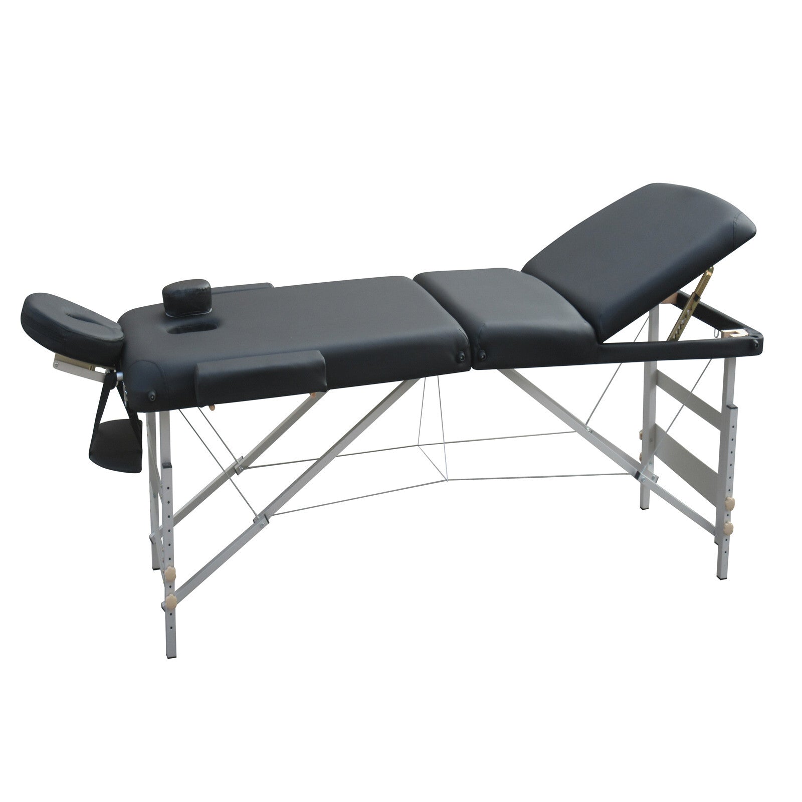 YES4HOMES 3 Fold 5 cm Thickness Foam Portable Aluminium Massage Table Massage Bed Beauty Therapy Black 4