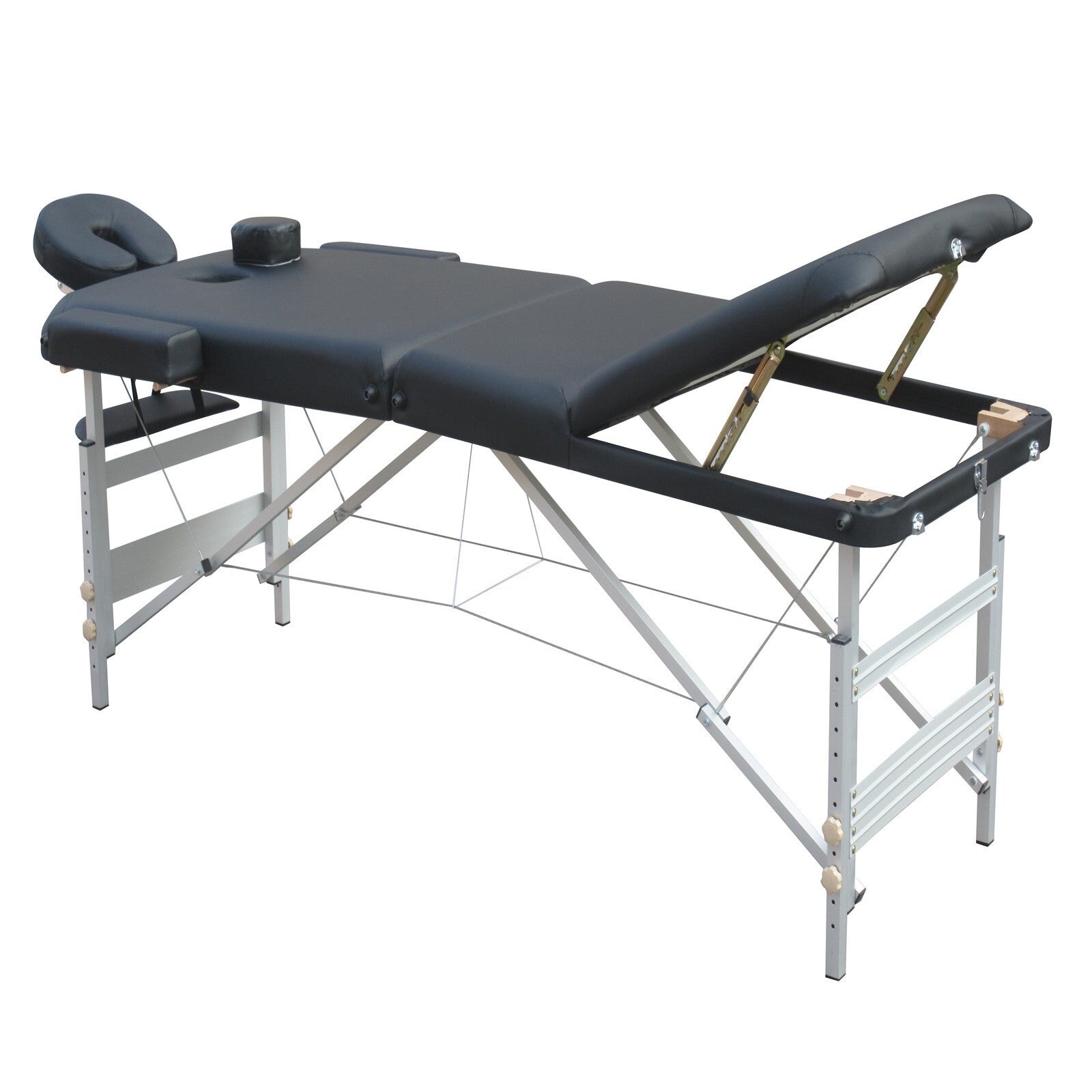 YES4HOMES 3 Fold 5 cm Thickness Foam Portable Aluminium Massage Table Massage Bed Beauty Therapy Black 5