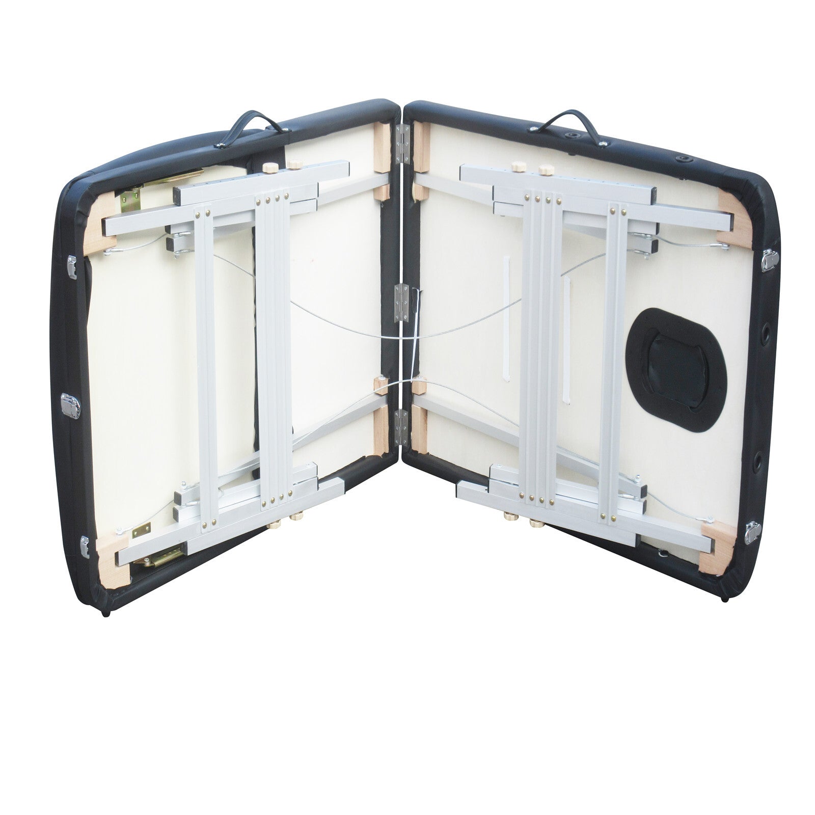 YES4HOMES 3 Fold 5 cm Thickness Foam Portable Aluminium Massage Table Massage Bed Beauty Therapy Black 7