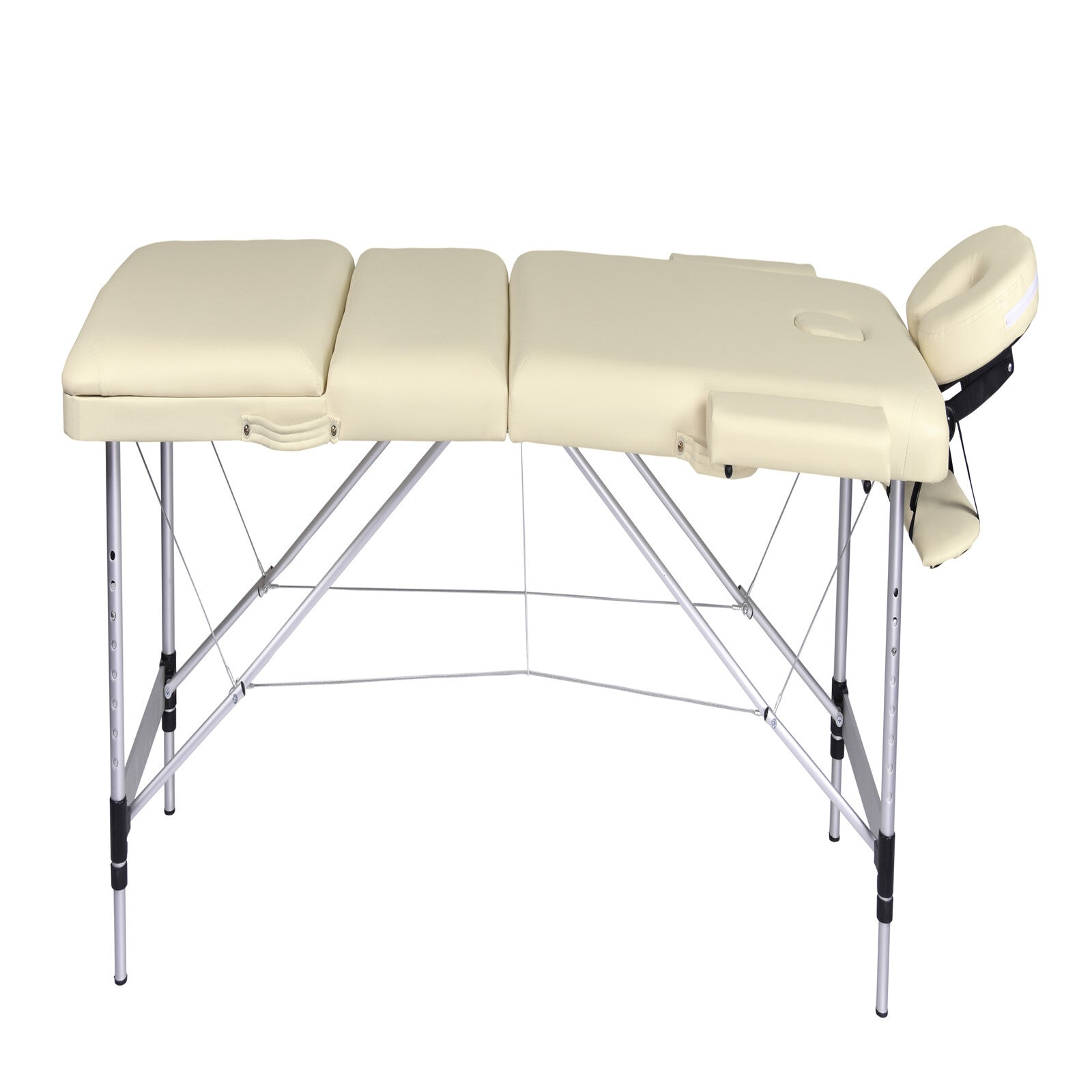 YES4HOMES 3 Fold Portable Aluminium Massage Table Massage Bed Beauty Therapy Beige 3