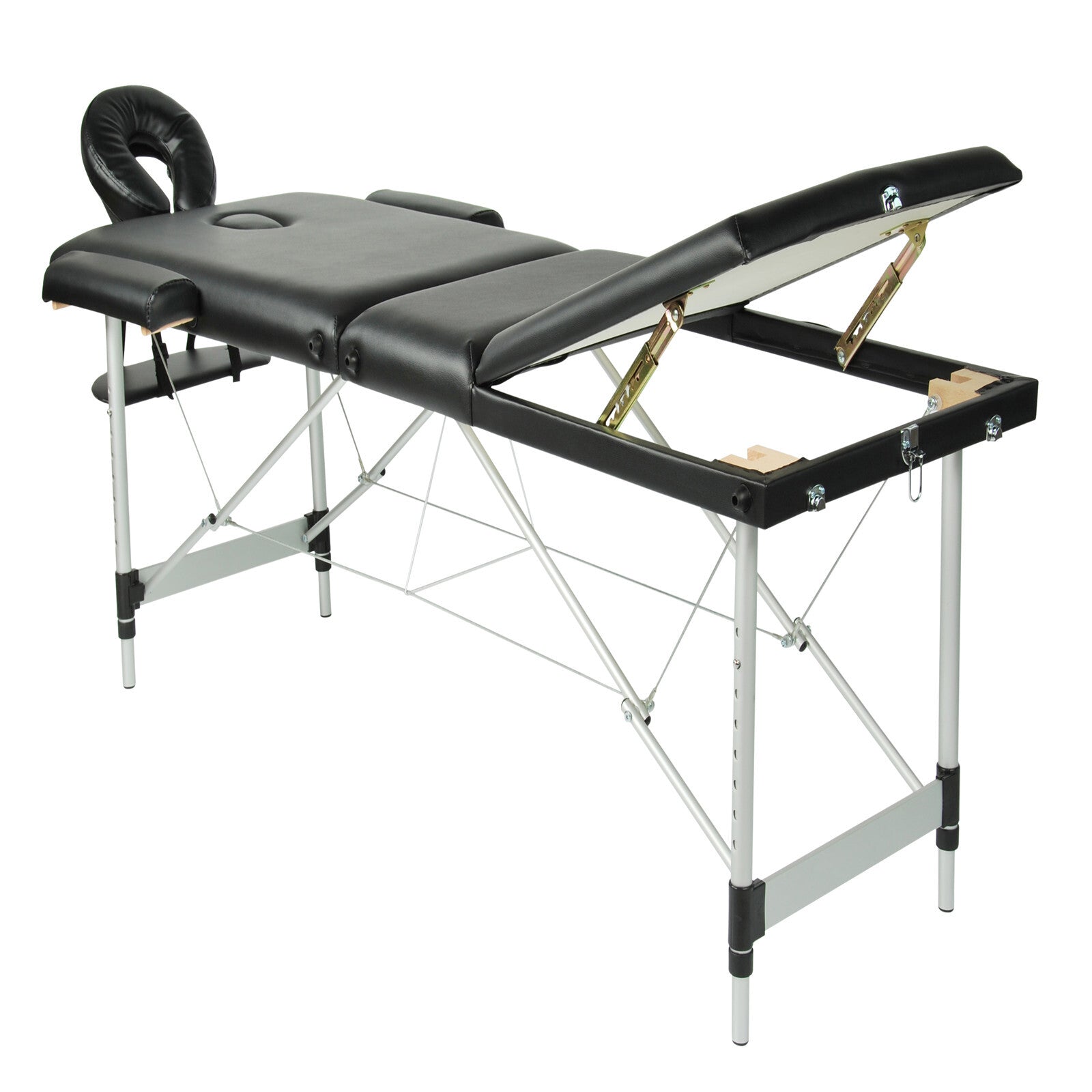 YES4HOMES Black 3 Fold Portable Aluminium Massage Table Massage Bed Beauty Therapy 5