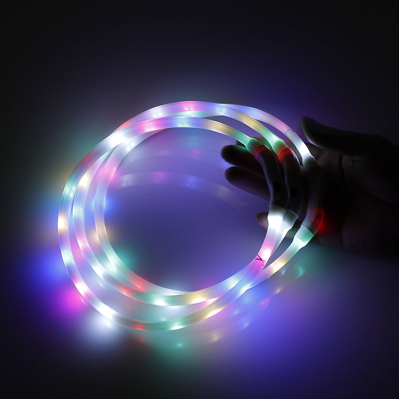 YES4PETS Medium 55CM LED Dog Collar USB Rechargeable Night Glow Flashing Light Up Safety Pet Collars 3