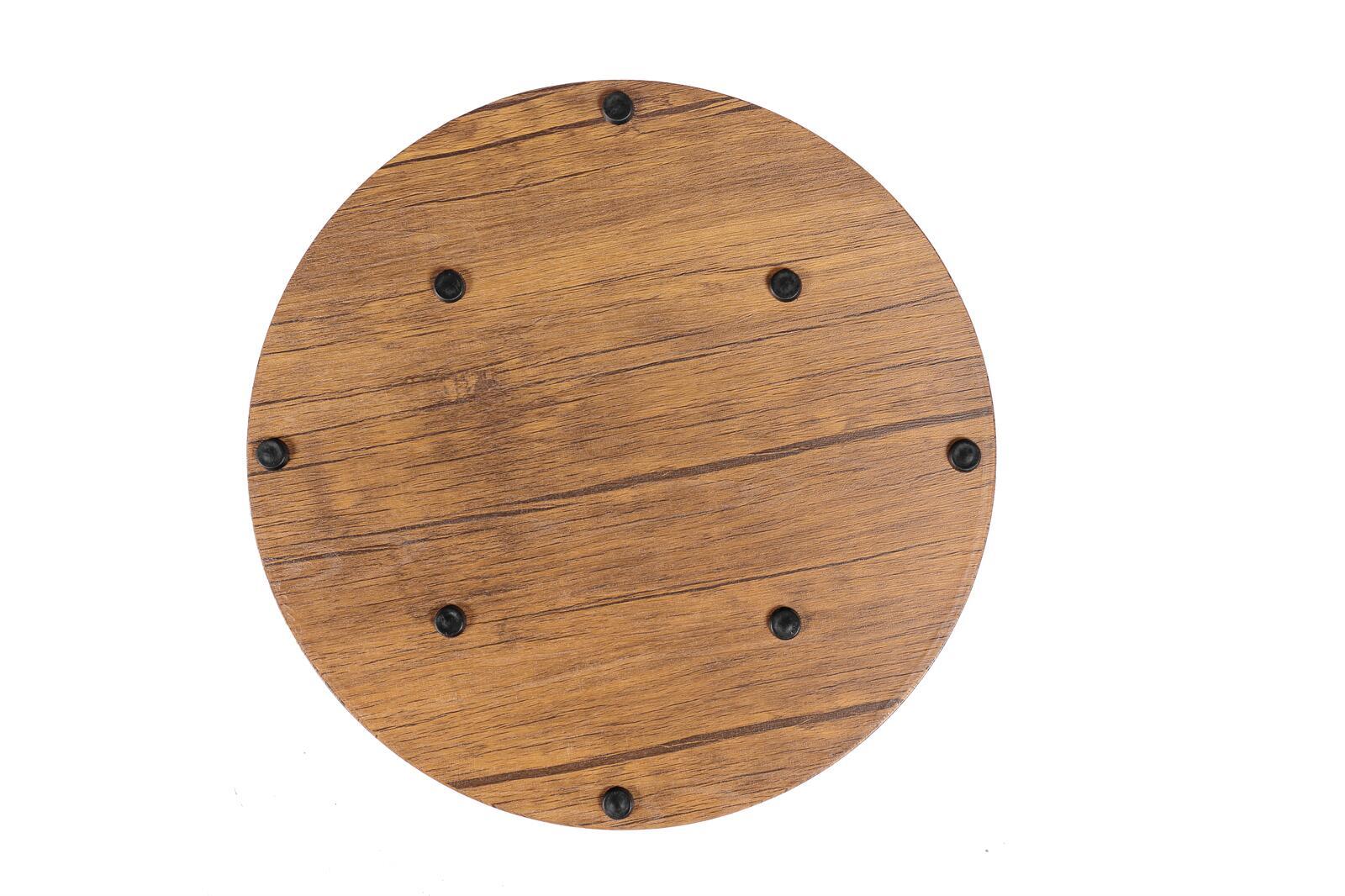 YES4HOMES Vintage Round Coffee Tables Set of 2 Side Tables Robust Steel Frame for Living Room Bedroom Rustic Brown and Black 6