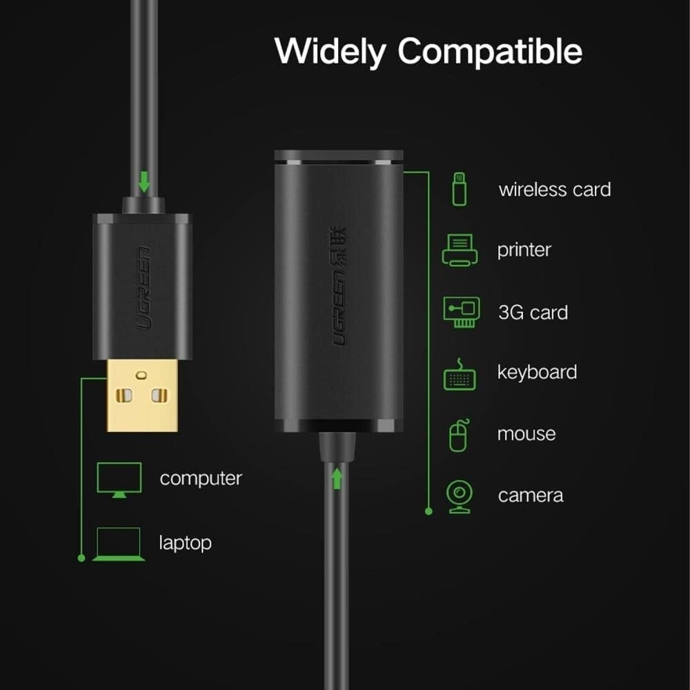 UGREEN 10321 USB 2.0 Active Extension Cable with Chipset 10M 4