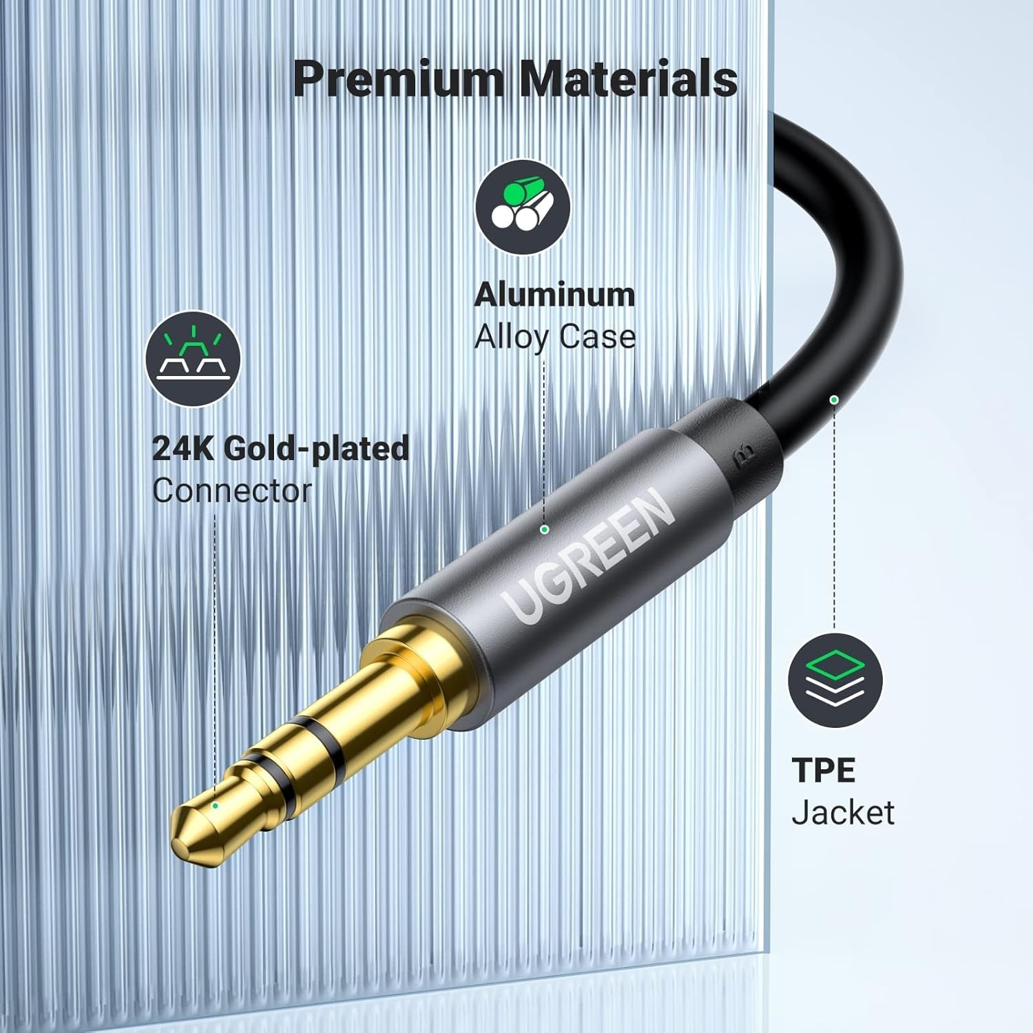 UGREEN 10592 3.5mm Headphone Extension Cable 1m 3