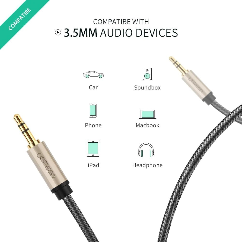 UGREEN 10602 3.5mm Male to Male Aux Stereo Cable 1M 3