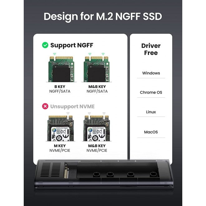 UGREEN 10903 M.2 SATA NGFF SSD Hard Drive Enclosure 5