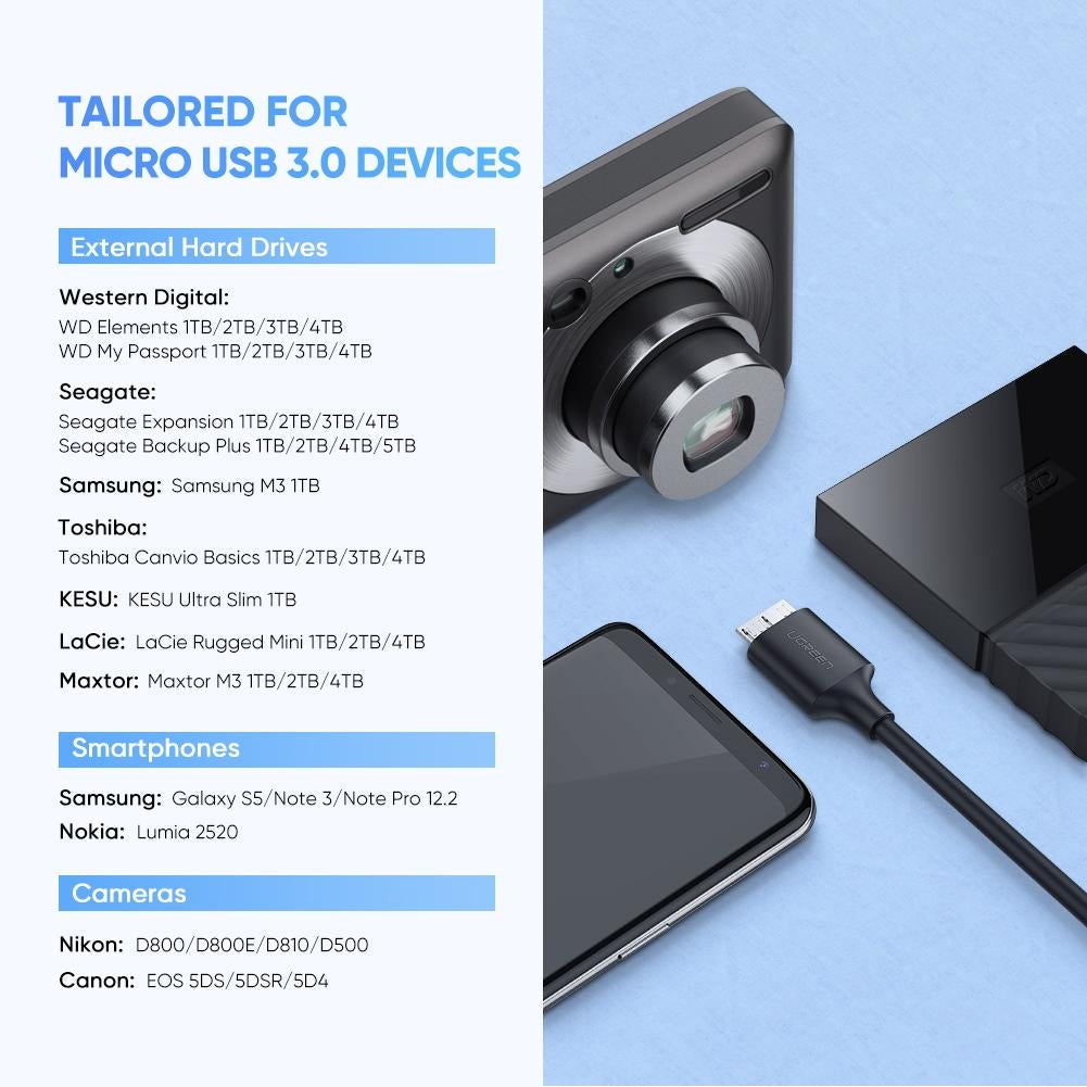 UGREEN 20103 USB-C to Micro-B 3.0 Cable 1M 3