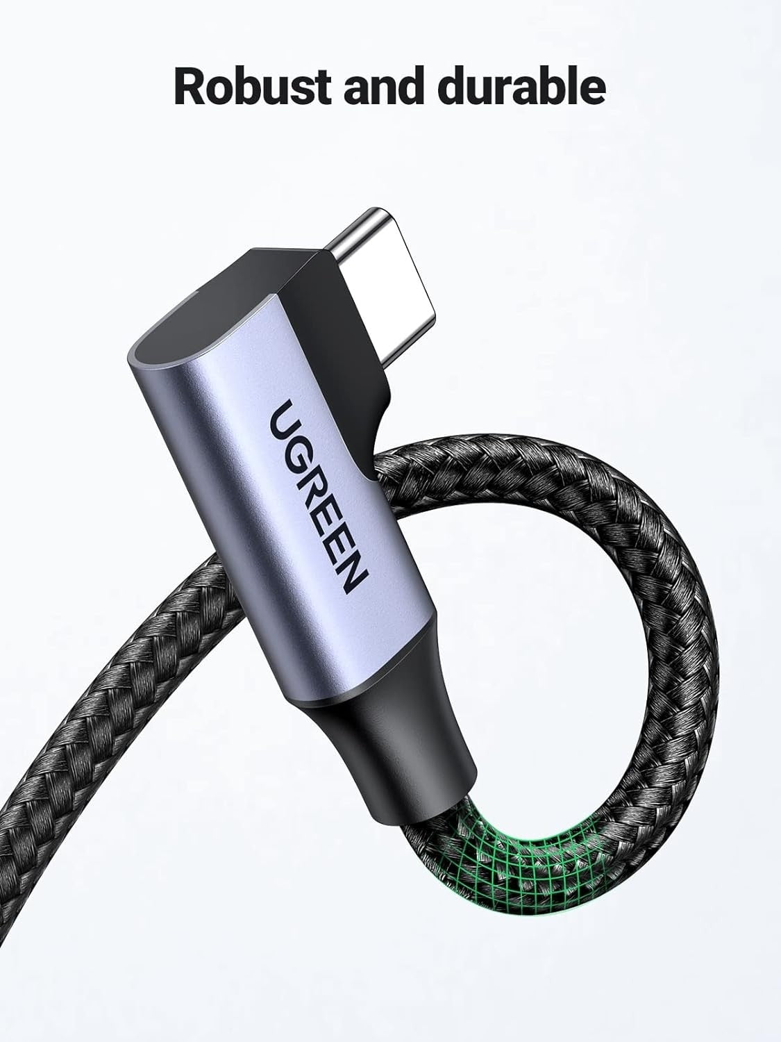 UGREEN 20299 Right Angle USB-C Fast Charging Cable 5Gbps 1M 6