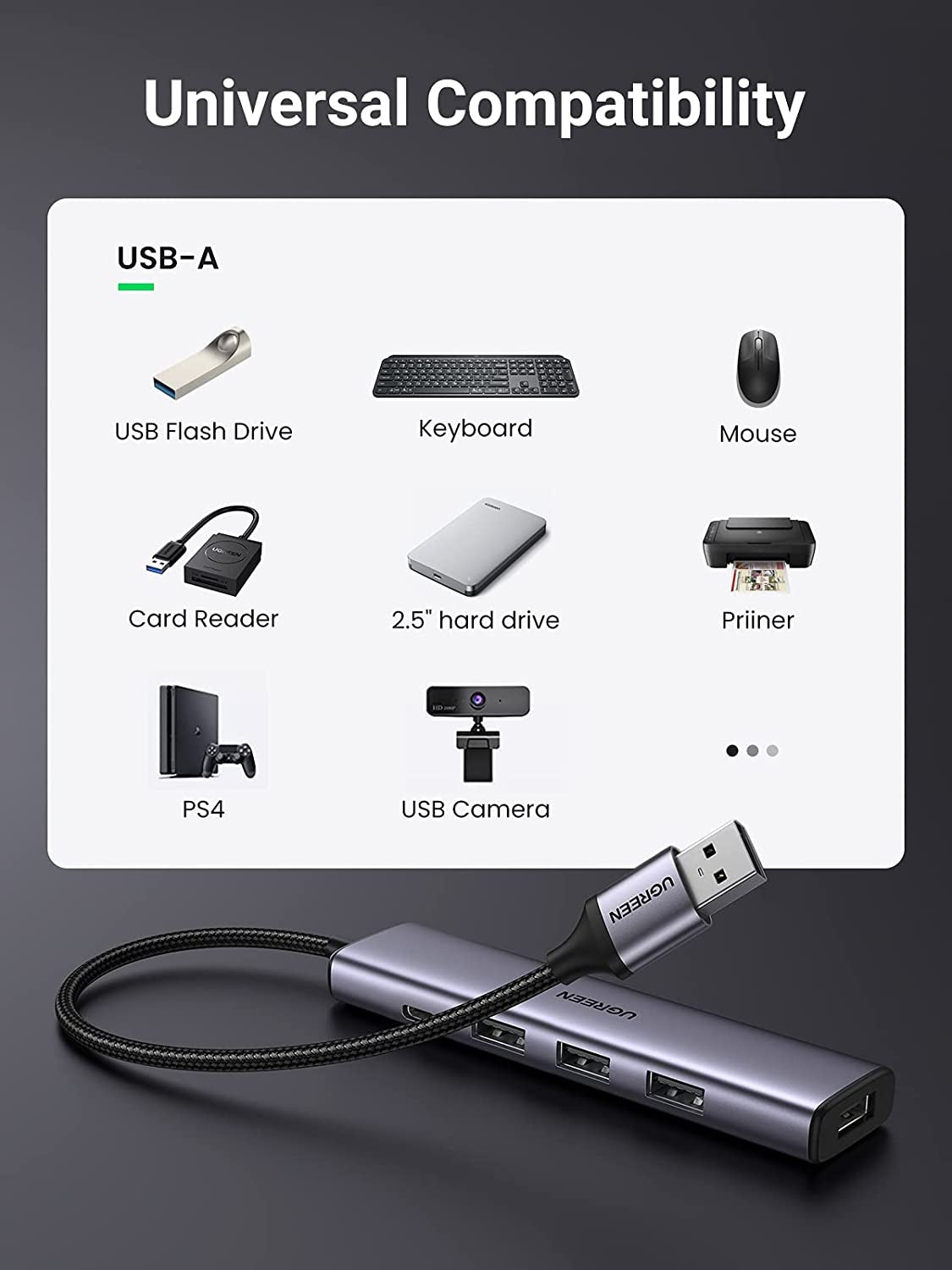 UGREEN 20805 USB 3.0 4-Port Hub with USB-C Power Port 3