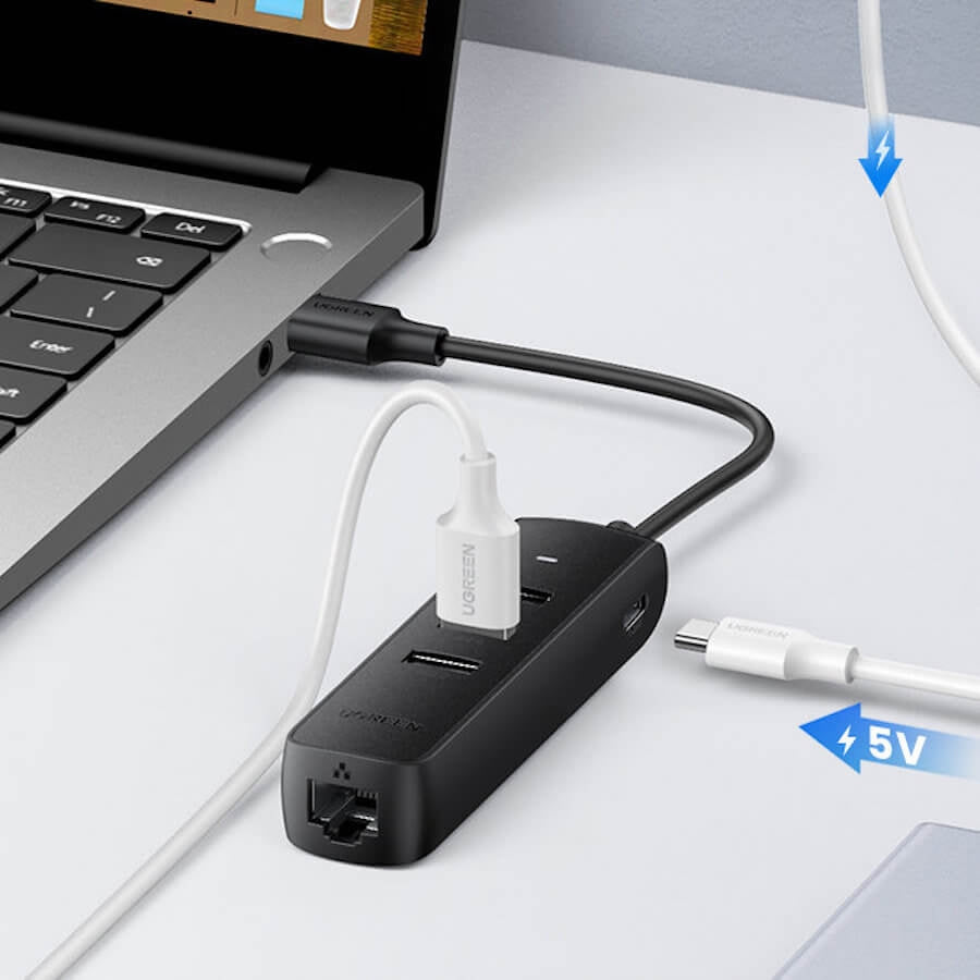 UGREEN 20984 USB 2.0 to 3 x USB2.0 with RJ45 (100Mbps) Ethernet Adapter (Black) 6