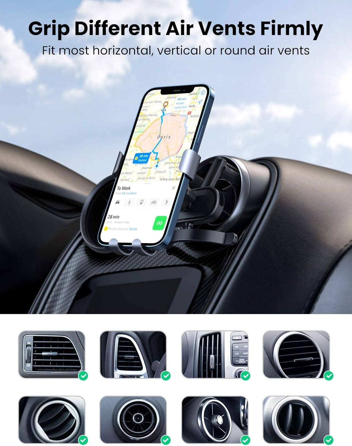 UGREEN 30401 Gravity Car Air Vent Mount 7