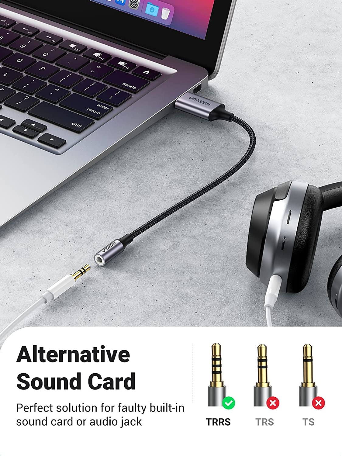 UGREEN 30757 USB to 3.5mm Audio Jack Sound Card Adapter 4
