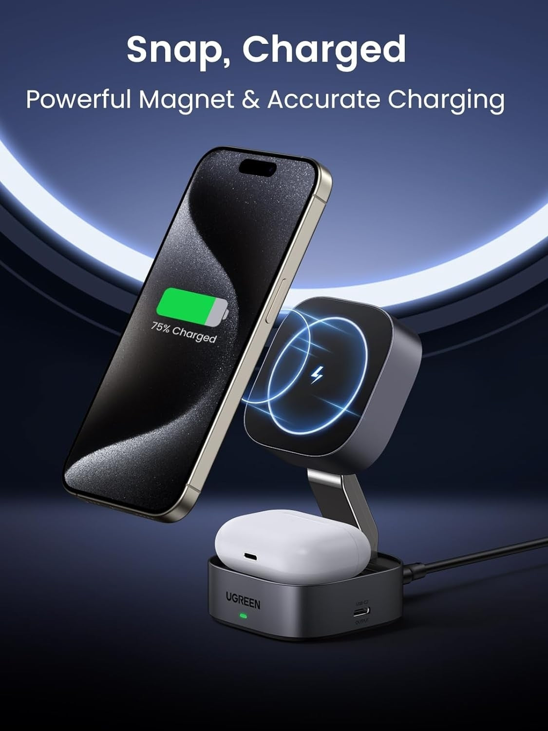UGREEN 35278 2-in-1 Magsafe Wireless Charger with Stand 3