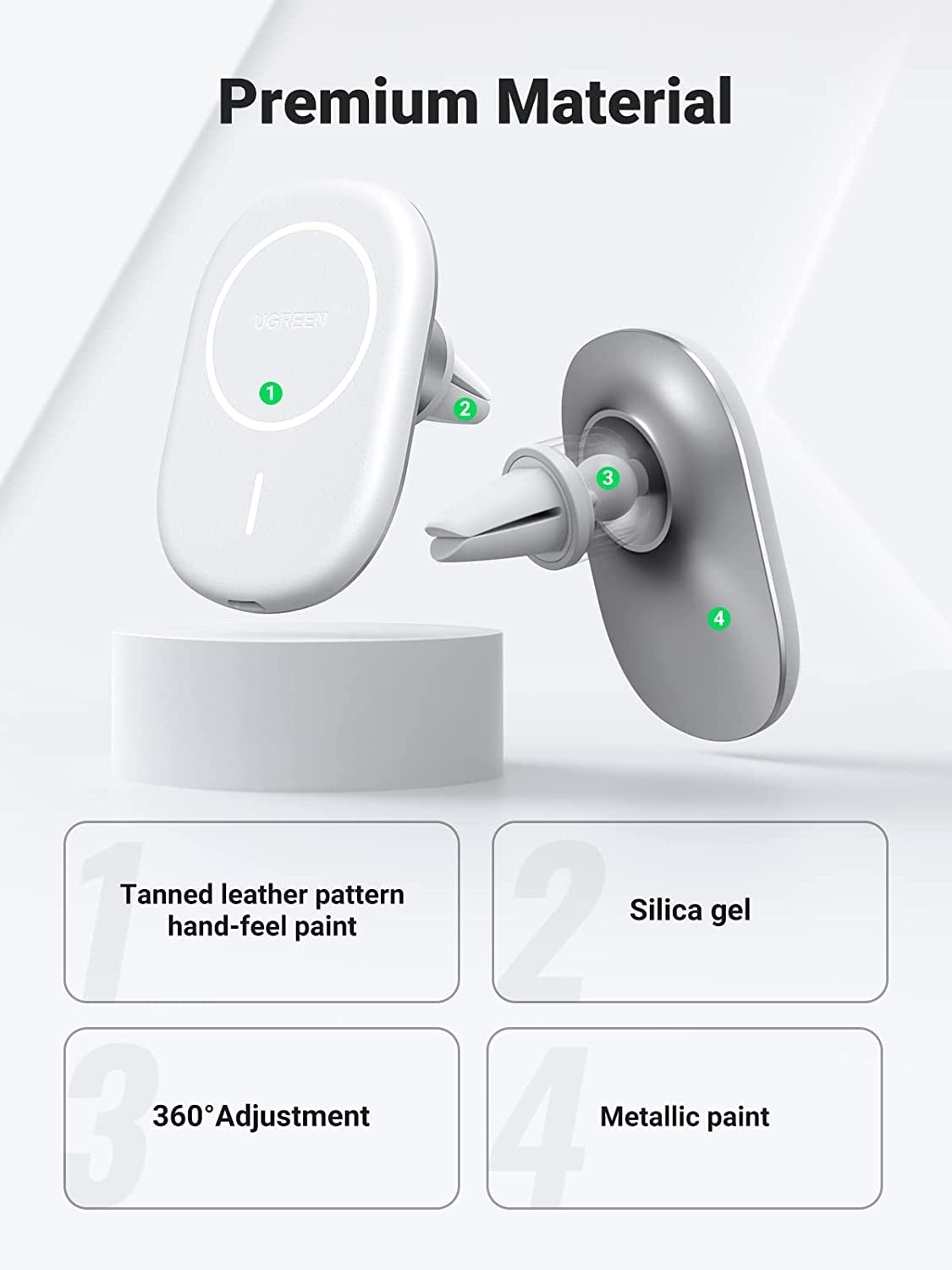 UGREEN 40117 Magnetic Wireless Car Charger 4
