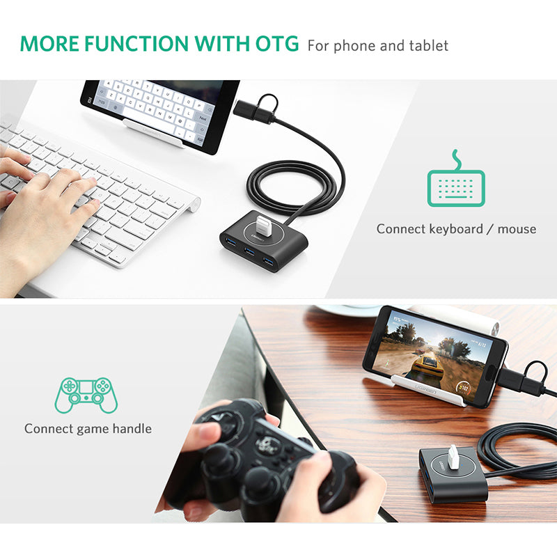 UGreen USB 3.0 Hub With Type C port Black 1M 40850 3