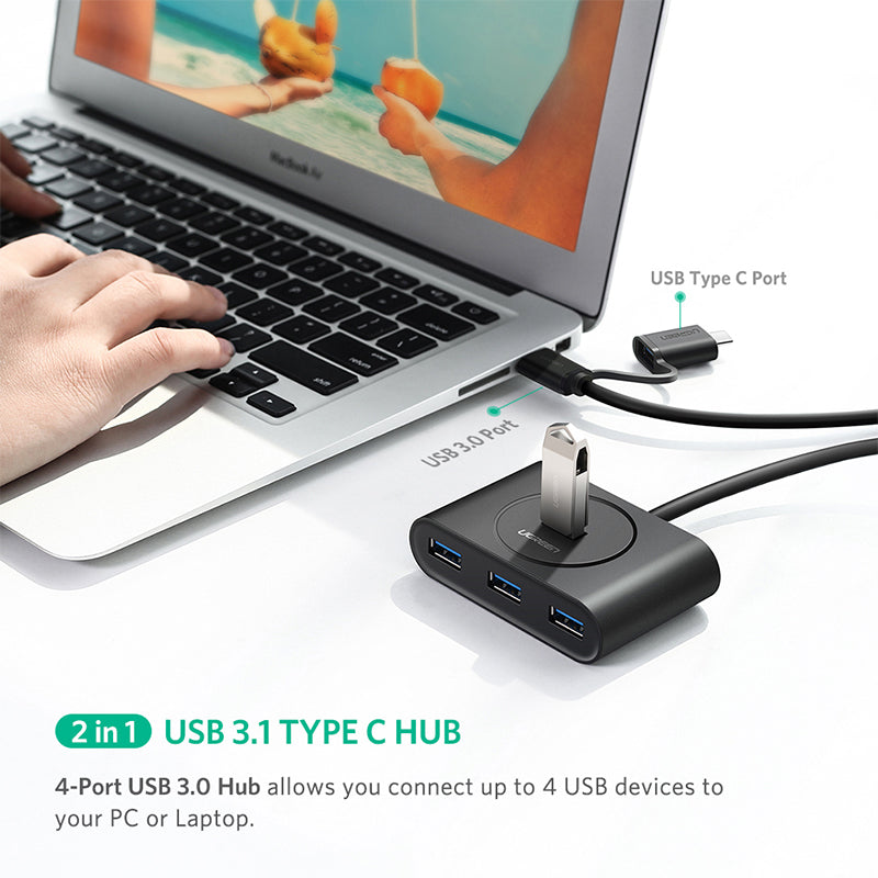 UGreen USB 3.0 Hub With Type C port Black 1M 40850 4