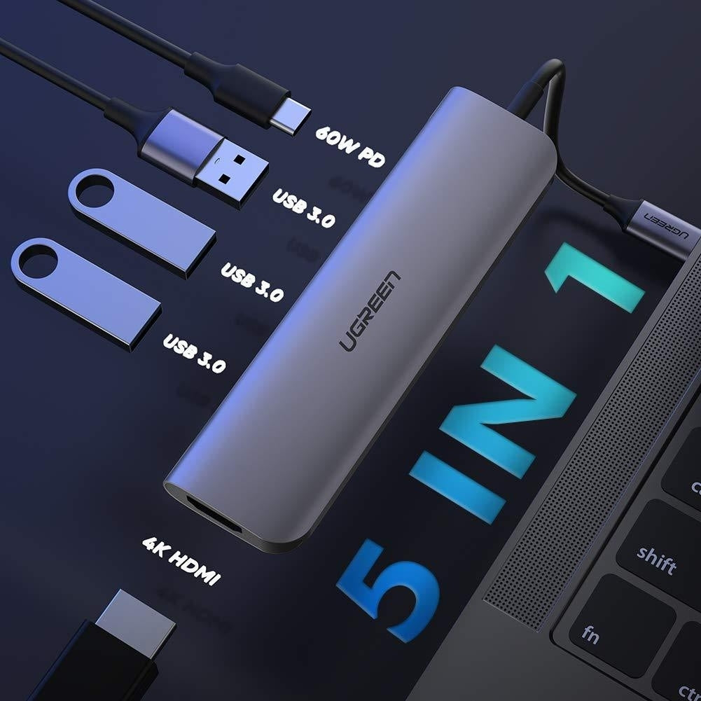 UGREEN TypeC 5 in 1 Adaptor - HDMI + USB 3.0*3 + TypeC PD Power Converter (50209) 3