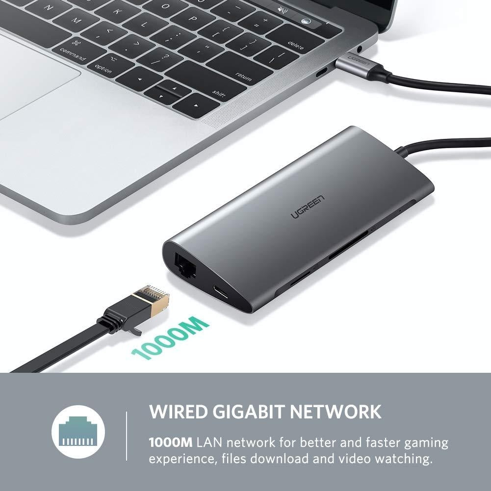 UGREEN Type C 8 in 1 Multifultion adaptor VGA/RJ45/USB3.0 x 3/SD/TF/TypeC PD Protocal (50539) 4