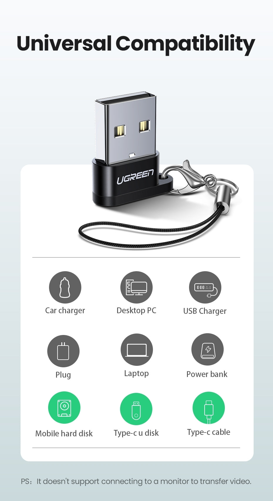 UGREEN 50568 USB-C 3.1 Female to USB-A 2.0 Male Adapter 4