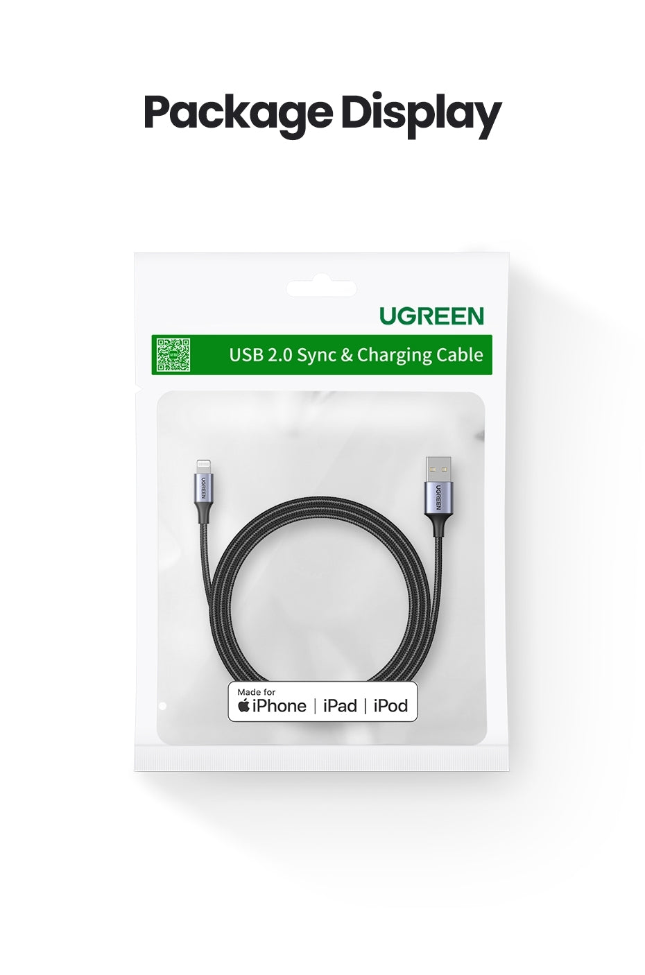 UGREEN 60158 USB-A to 8-pin iPhone Charging Cable 2M Black 10