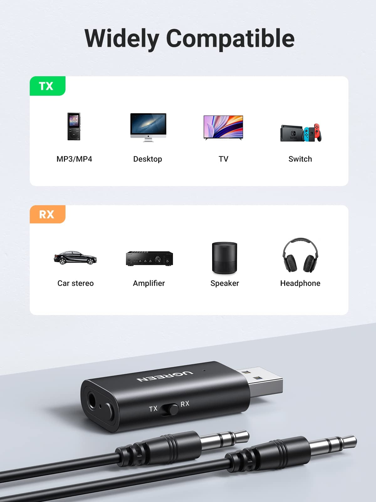 UGREEN 60300 Bluetooth 5.1 Transmitter Receiver 7