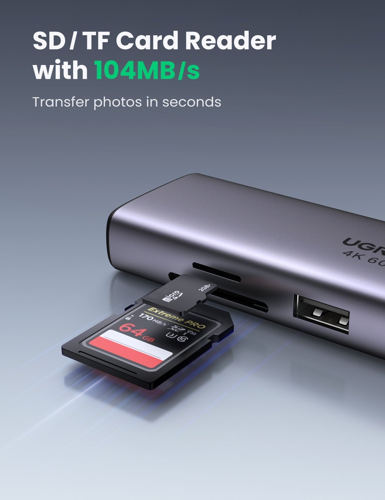 UGREEN 60515 USB-C to HDMI/Ethernet Adapter with Card Reader 11