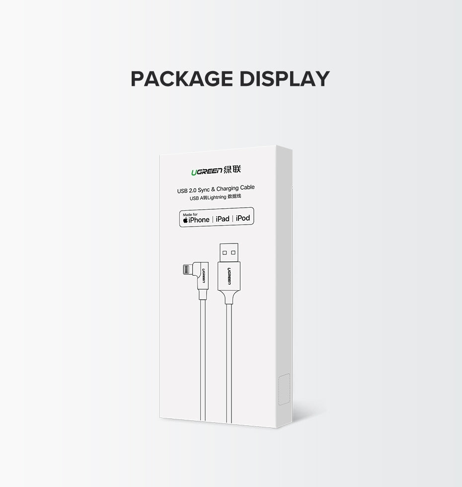 UGREEN 60521 USB-A to 8-pin 90 Degree Angel Cable 1M 9