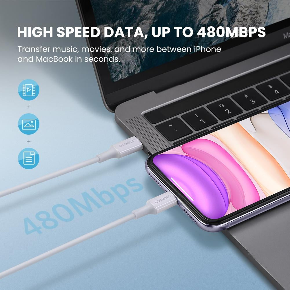 UGREEN 60749 MFi USB-C to iPhone 8-pin Charging Cable 2M 3