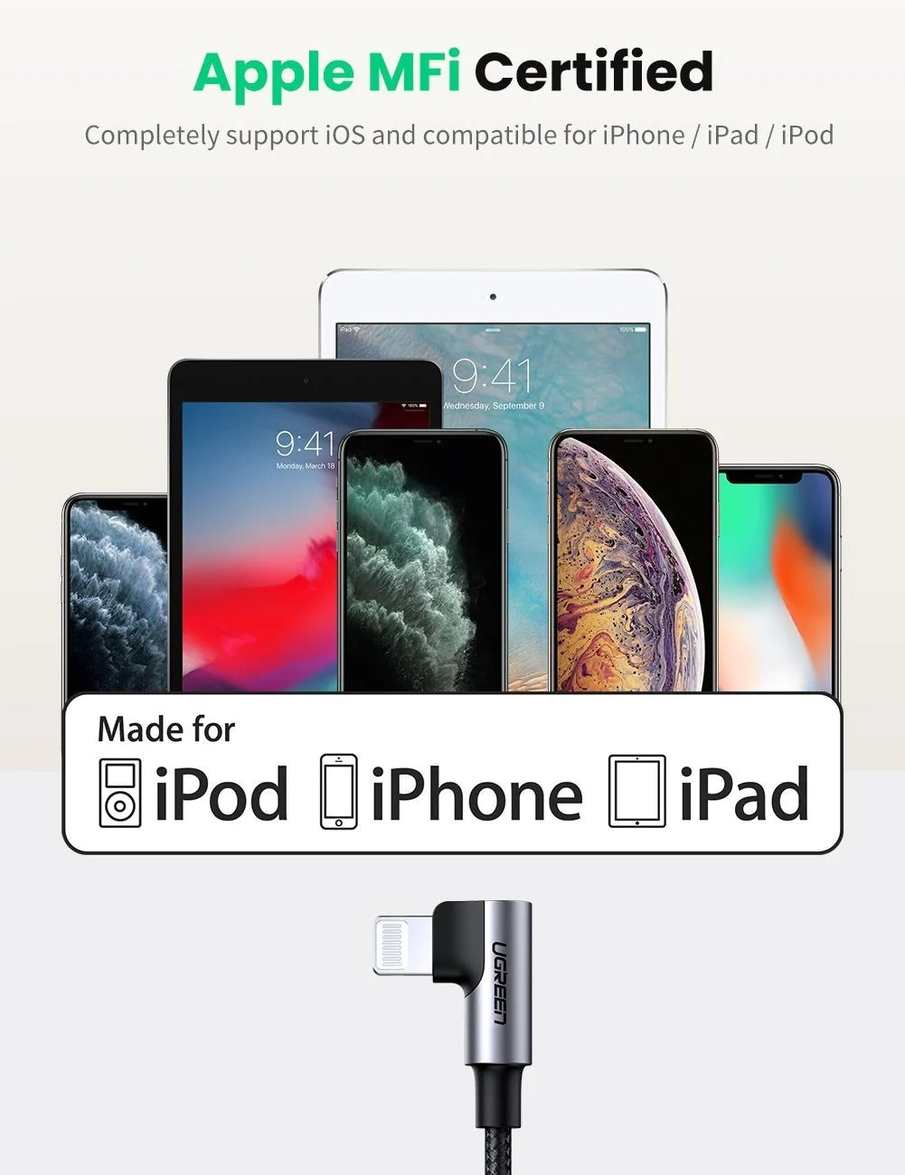 UGREEN 60765 90 Degree USB-C to iPhone 8-pin Cable 2M 5