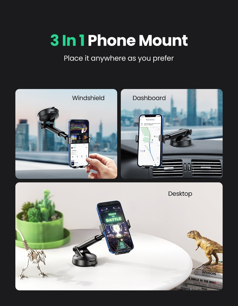 UGREEN 60990 Gravity Phone Holder with Suction Cup (Black) 3