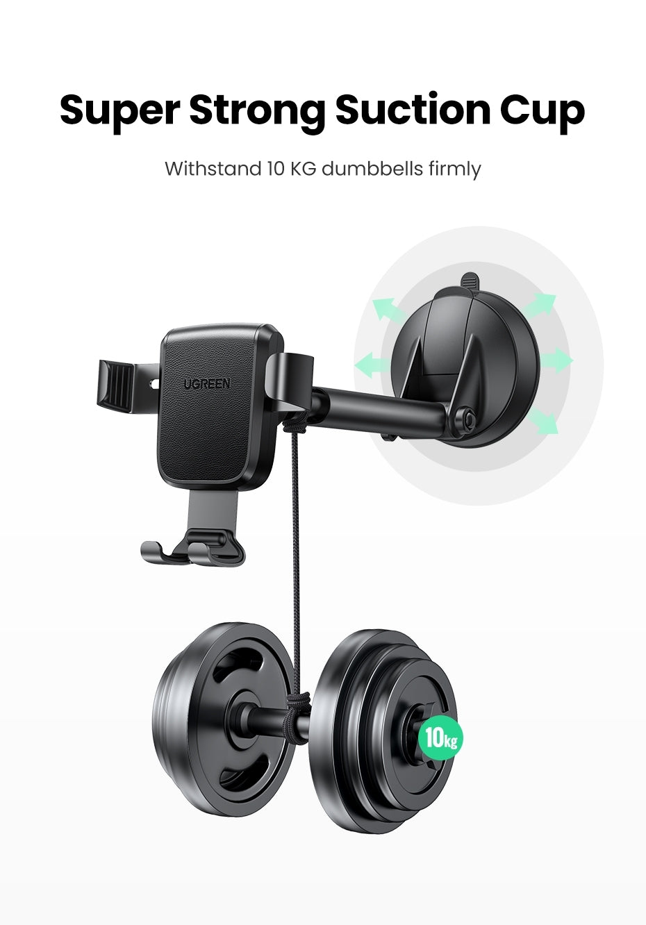 UGREEN 60990 Gravity Phone Holder with Suction Cup (Black) 5