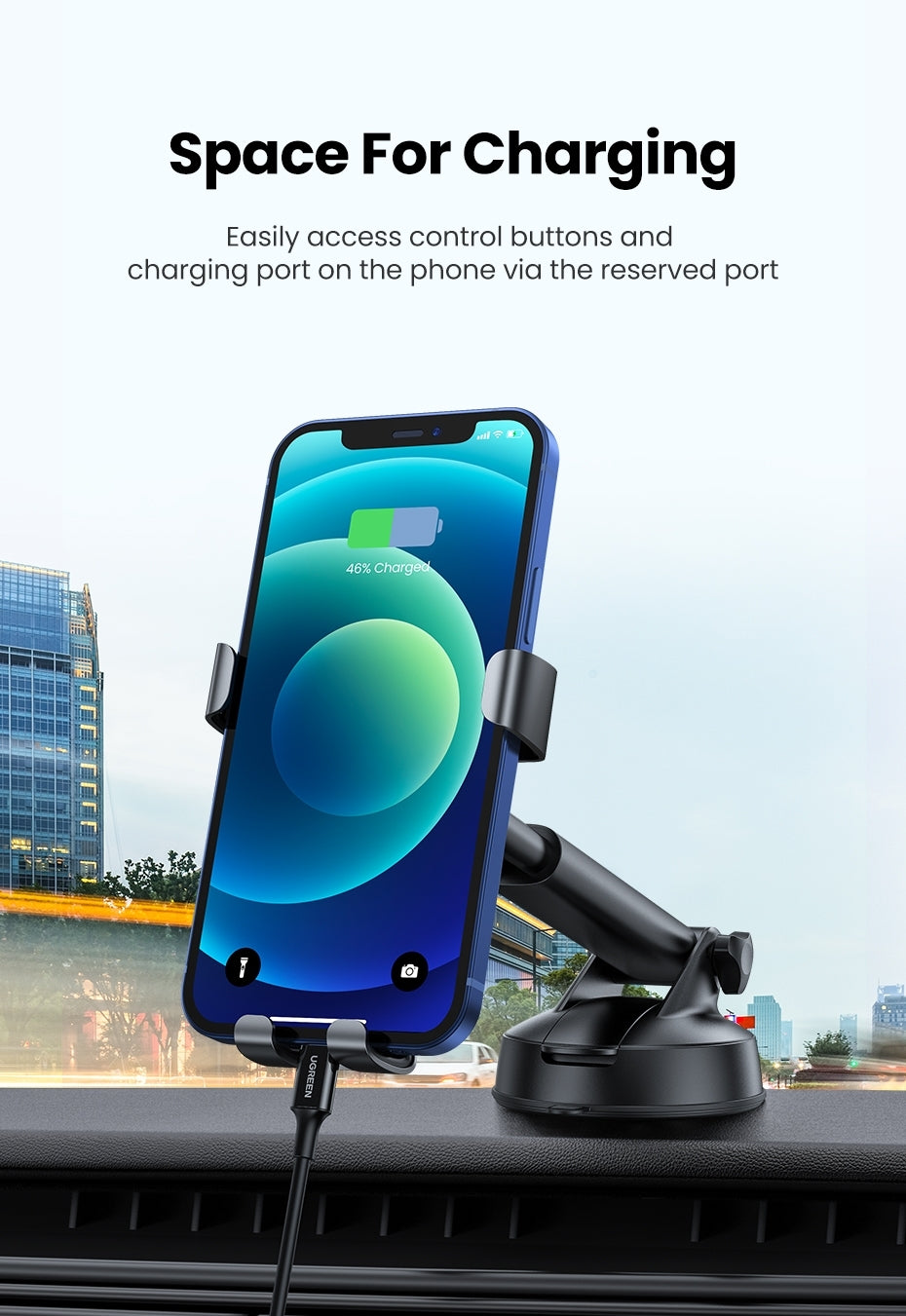 UGREEN 60990 Gravity Phone Holder with Suction Cup (Black) 9